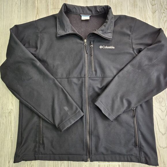 Columbia Black Mens Jacket Size XL Zip Up Long Sleeve Fleece Lined‎ Zip Pockets - Picture 1 of 10